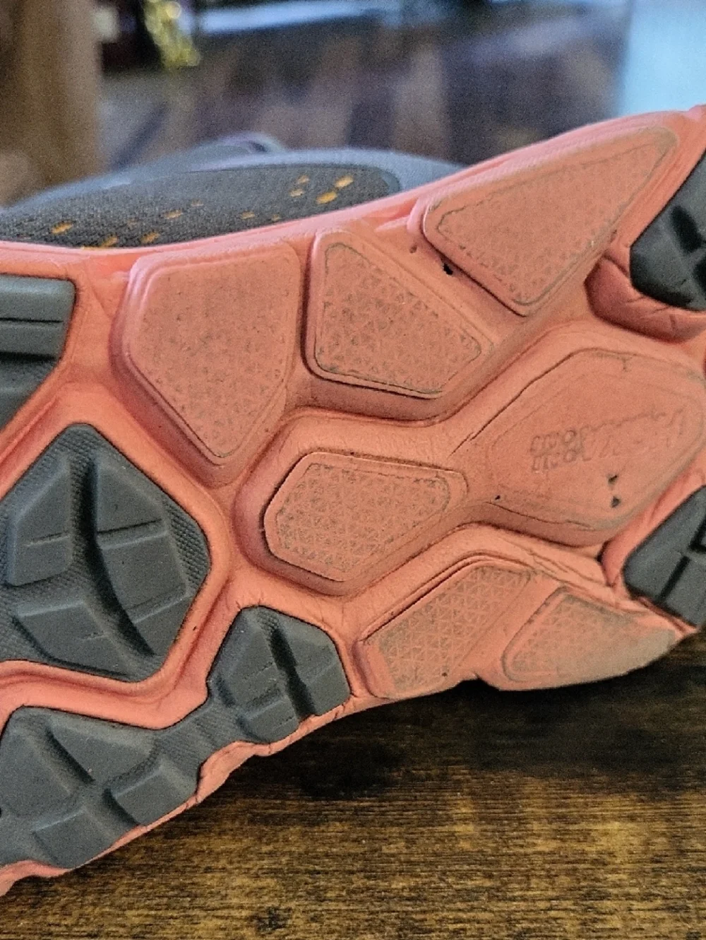 Hoka One One Gray Running Shoes with Coral And Orange Accents - Picture 6 of 12